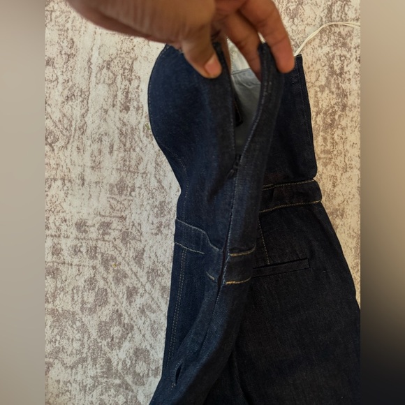 NWT BANANA REPUBLIC Dark Blue denim sweetheart neck wide leg 2P - Picture 4 of 8